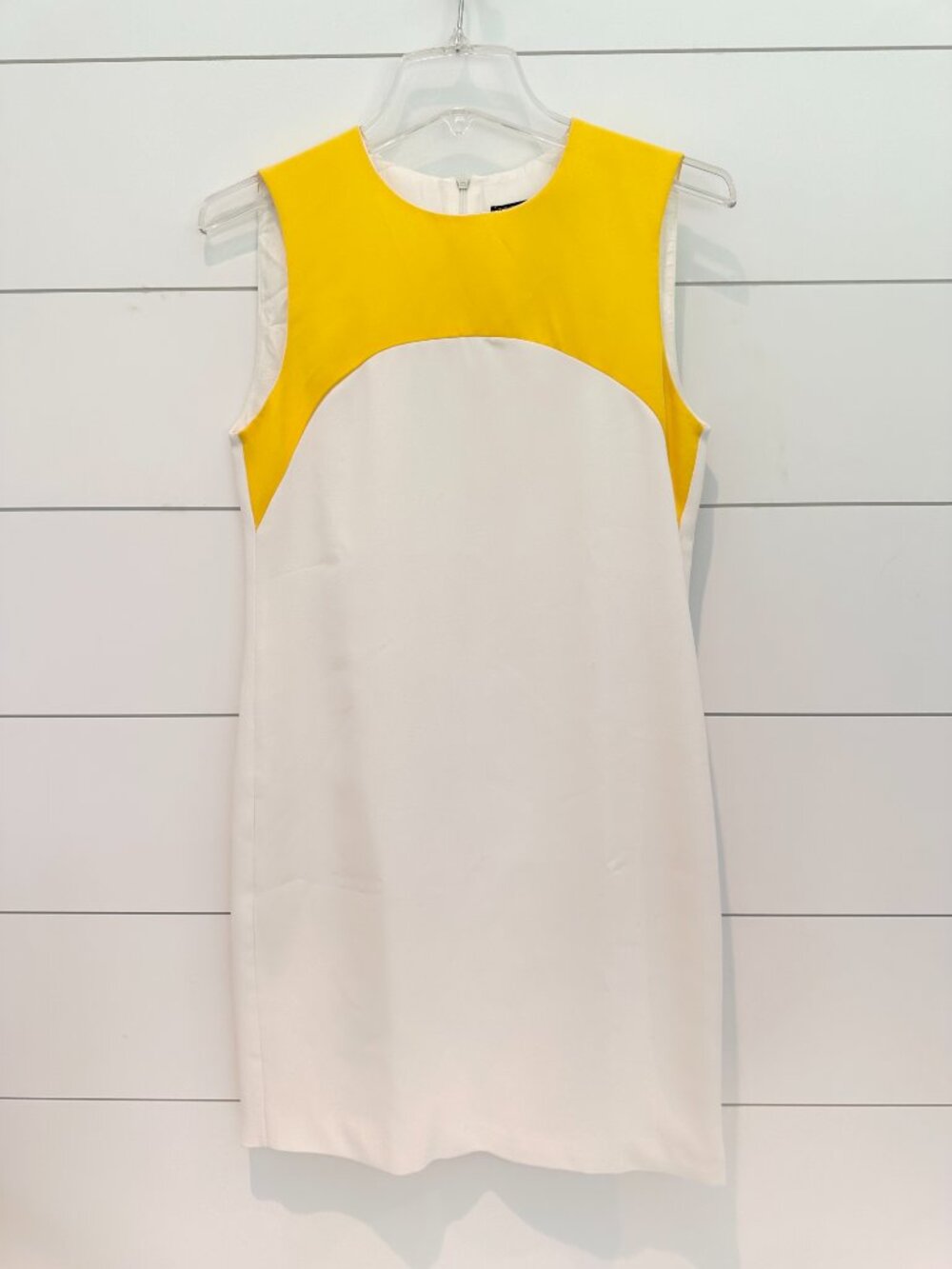 Zara Yellow & White Colorblock Mod Sleeveless Shift Mini Dress Size XS